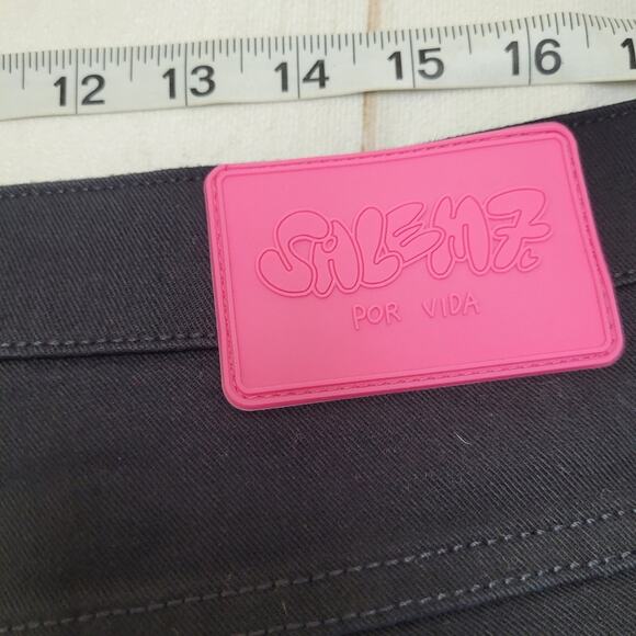 Salem7 black rhinestone bedazzled skeleton button fly pants jeans - Picture 3 of 11